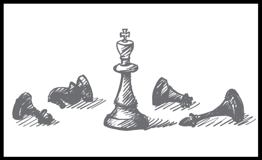 chess pieces falling