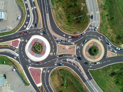 roundabout road aerial view